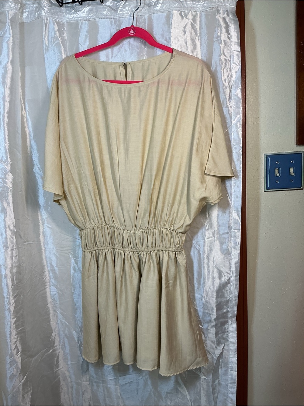 Women's Cream Elastic-Waist Mini Dress
